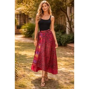 Zuri Indie Boho Festival Wrap Maxi Skirt One Size Romantic Gypsy Artsy Hippie